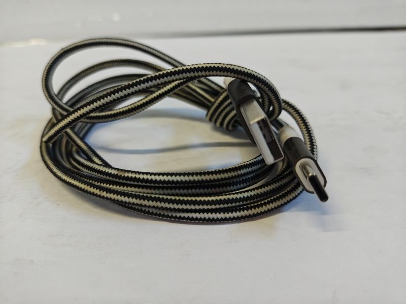White Braided USB-A to USB-C Cable