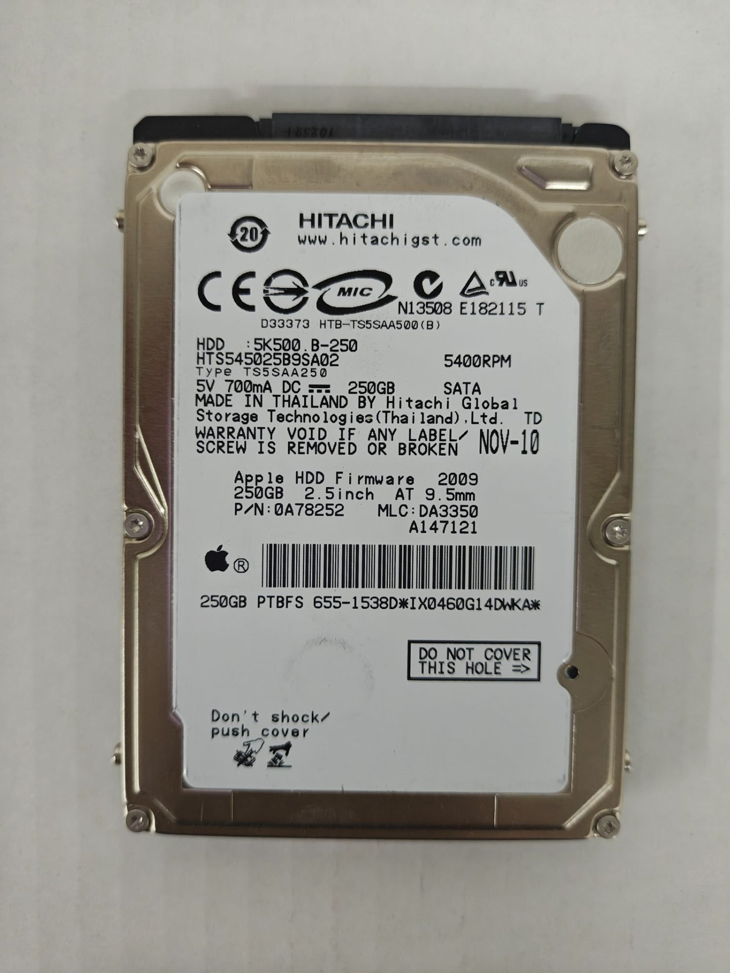 Hitachi 5K500.B 250GB 5400RPM 2.5 inch SATA Apple HDD