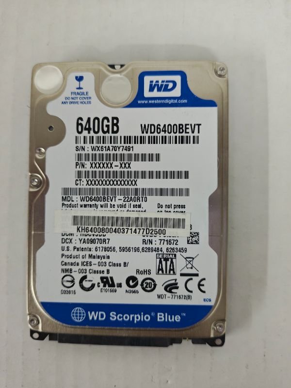 Western Digital 640GB 5400RPM 2.5" SATA Laptop HDD