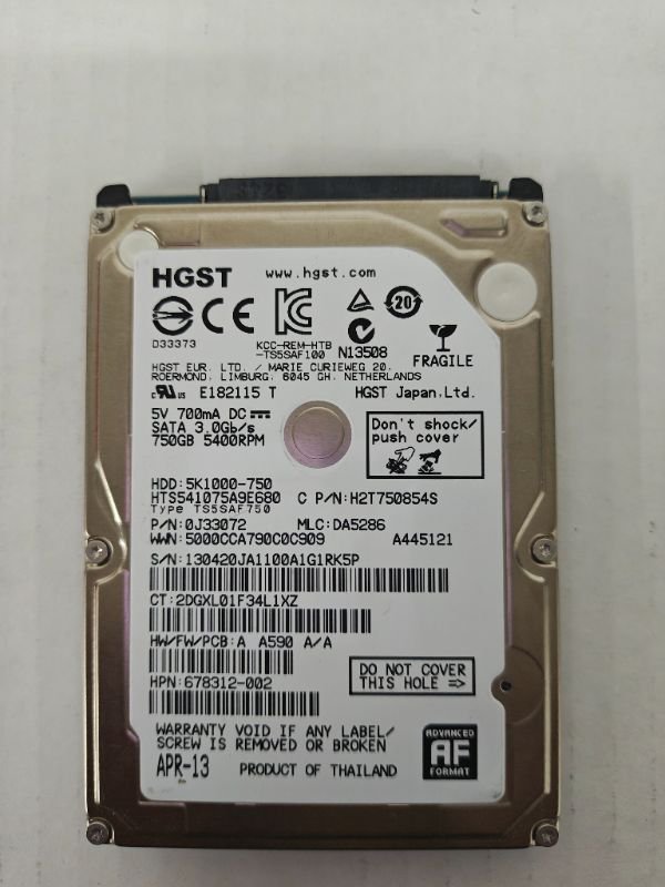 HGST Travelstar 5K1000 5400RPM 2.5" SATA Laptop HDD