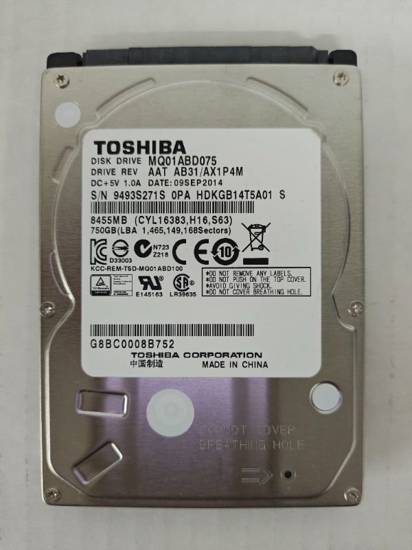 Toshiba 750GB 5400RPM 2.5" SATA Laptop HDD