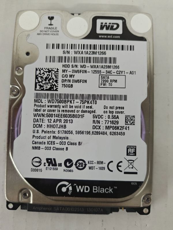 Western Digital 7200RPM 2.5" SATA Laptop HDD Scorpio Black