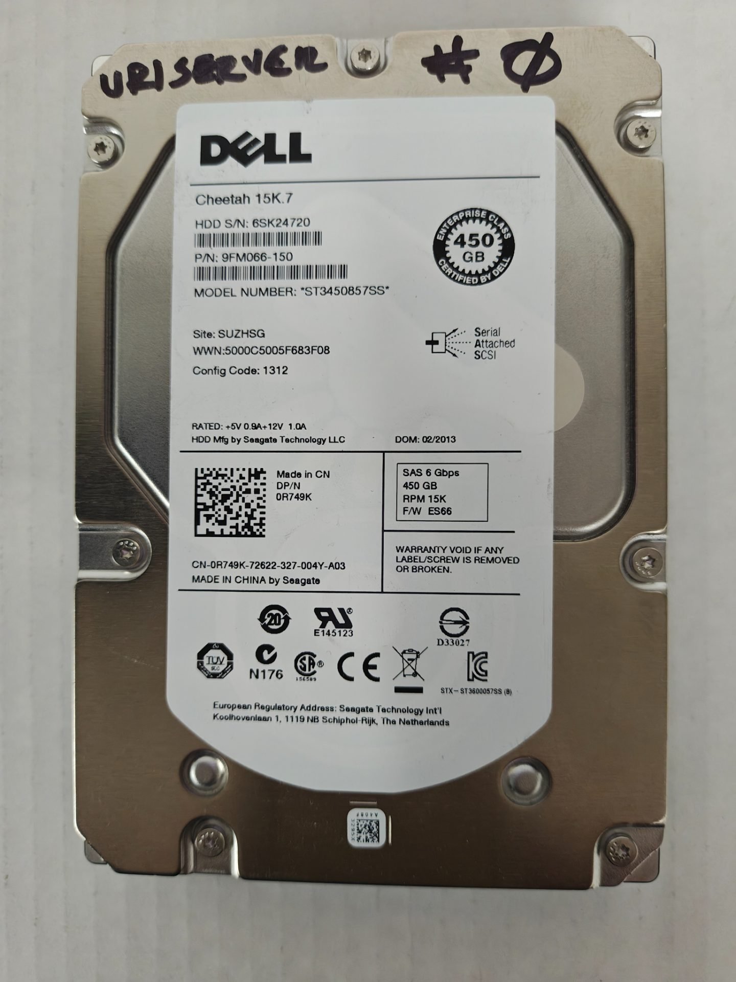 Dell Seagate Cheetah 15K.7 450GB 15K RPM SAS 6Gbps 3.5 inch